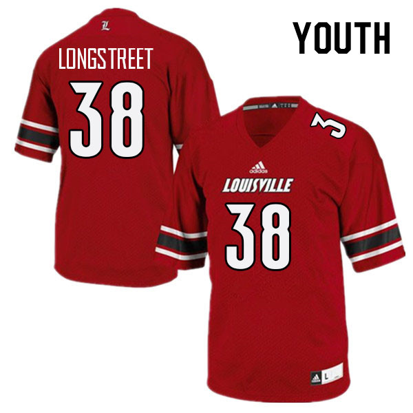 Youth #38 Kevin Longstreet Louisville Cardinals College Football Jerseys Stitched Sale-Red - Click Image to Close
